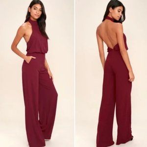 LuLu's Burgundy Haltar Jumpsuit